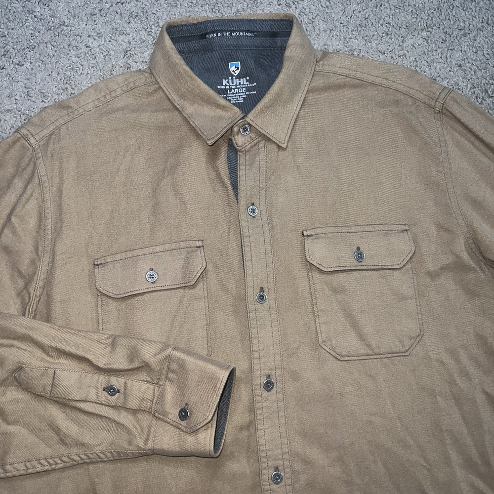 Kuhl Descendr men's shirt Large brown Flannel Button Up Long Sleeve